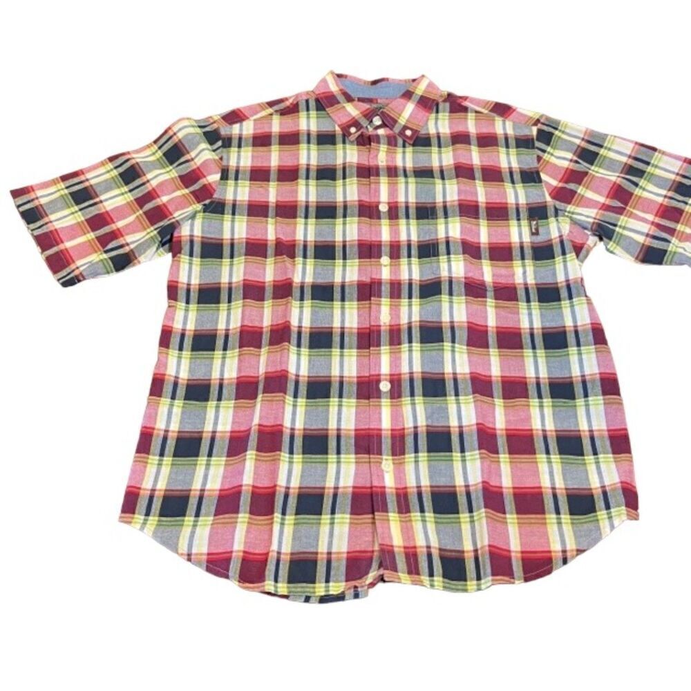 Woolrich‎ Button Down Shirt Red Navy Yellow Plaid Size Medium